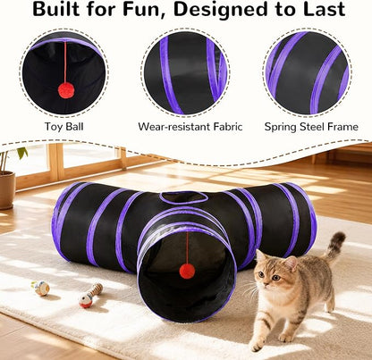 Tempcore Cat Tunnel for Indoor Cats, 3-Way Collapsible Play Tunnel - Image 5