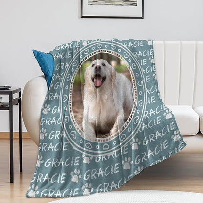 Personalized Dog Blanket with Name Customized Paw Prints Pet Blanket Loss - Image 5