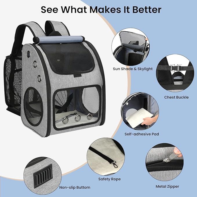 Expandable Pet Carrier Backpack, Airline Approved Cat & Dog Backpack Carrier - Image 3