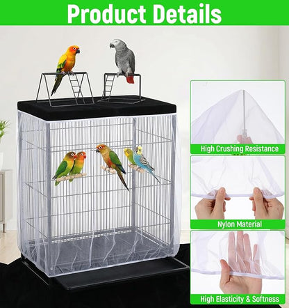 2 Pcs Bird Cage Seed Catcher, Bird Cage Net Cover Seed Catcher Guard Nylon Net - Image 3
