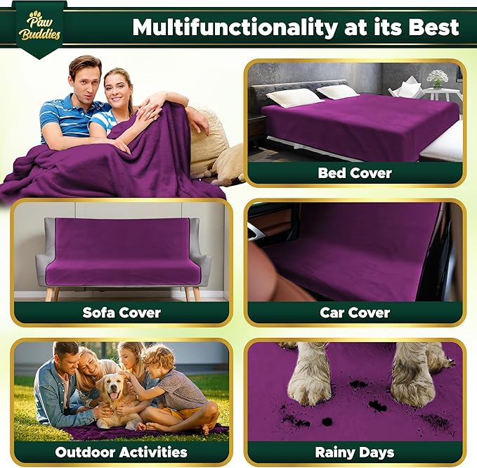 Paw Buddies Premium Waterproof Blanket 80"x90" Velvet-Feel Reversible Throw – - Image 3