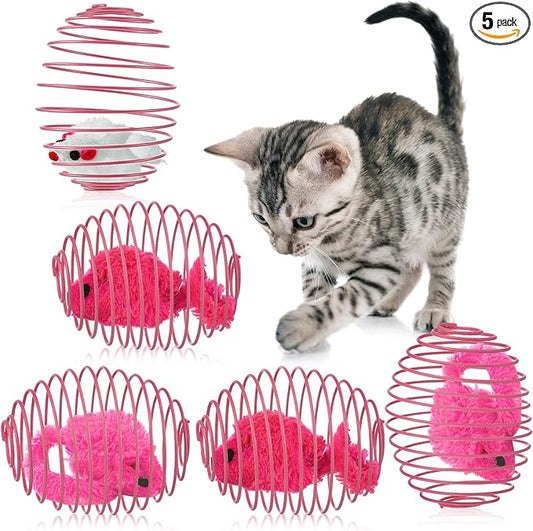 Jecery 5 Pcs Cat Spring Balls Toys Stretchable Rolling Balls Colorful Playful by Jecery