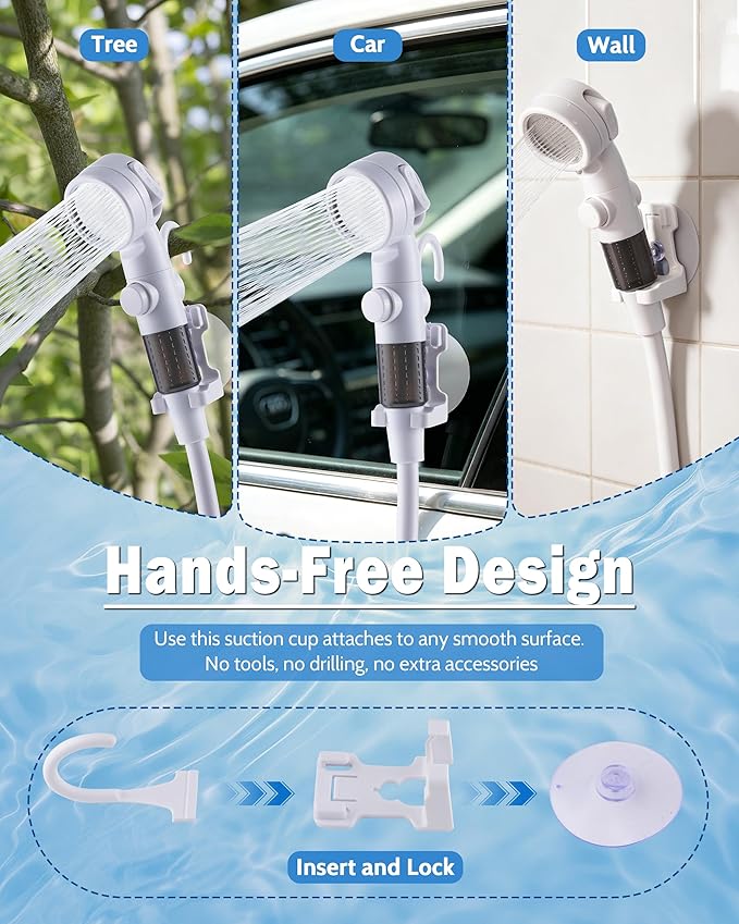 Subtoy Portable Shower for Camping, Rechargeable Camping Shower - Image 5