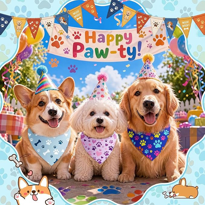 50 Pcs Paw Prints Dog Bandanas Bulk Bone Bandanas - Image 4