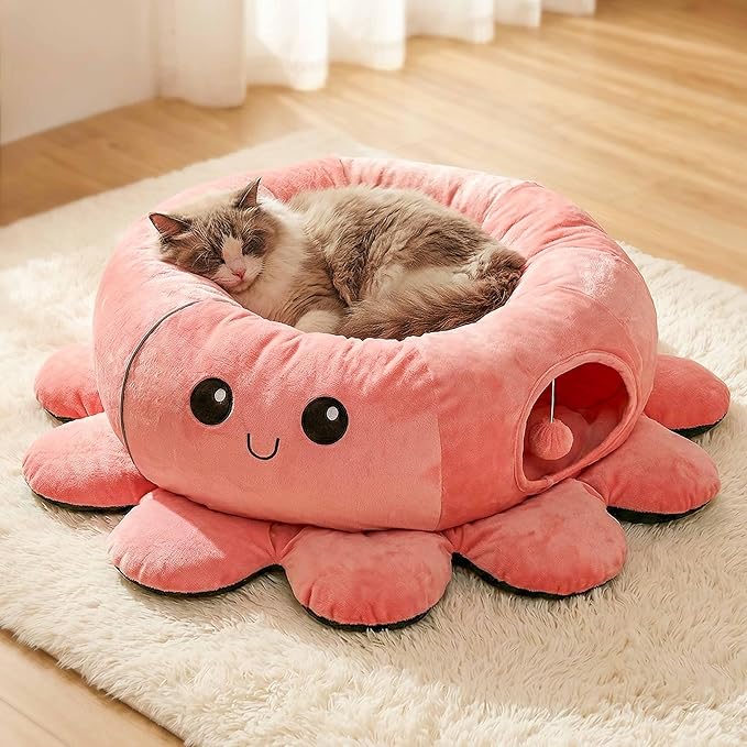 Cat Tunnel Bed with 20 Cat Toys, Collapsible Play Tunnel - Image 5