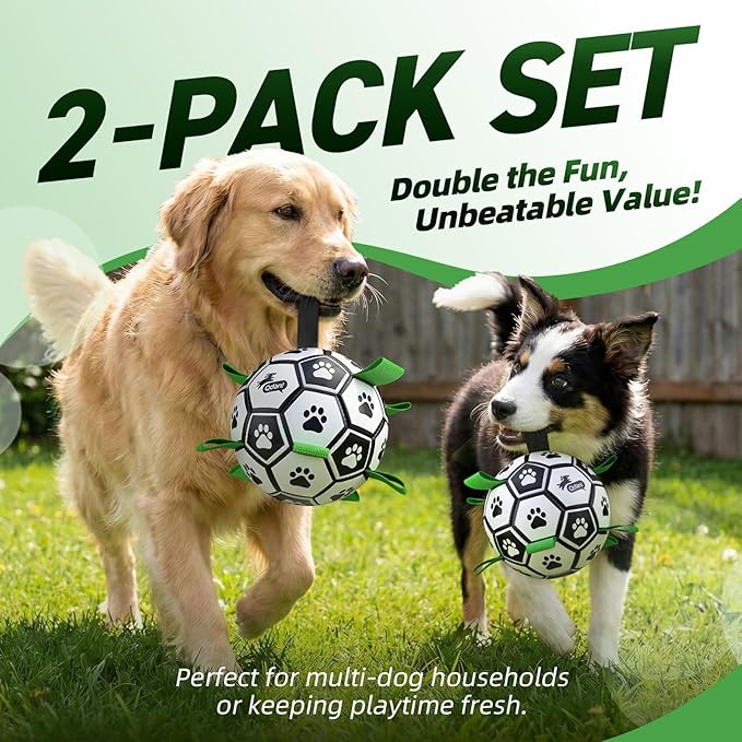 QDAN 2 PCS Dog Toys Soccer Ball Set - Image 2