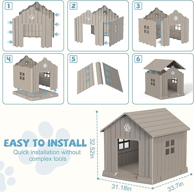 EFU Small Dog House Outdoor Indoor, Waterproof Dog House - Image 6
