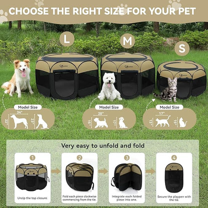 Pink Puppy Playpen for Middle Dog Cat, Dogs Tent Crate Cage Indoor/Outdoor - Image 9