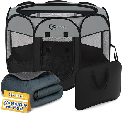 Siedihit Dog Cat Playpen with Washable Pee Pad, Puppy Pet Playpen Indoor by Siedihit