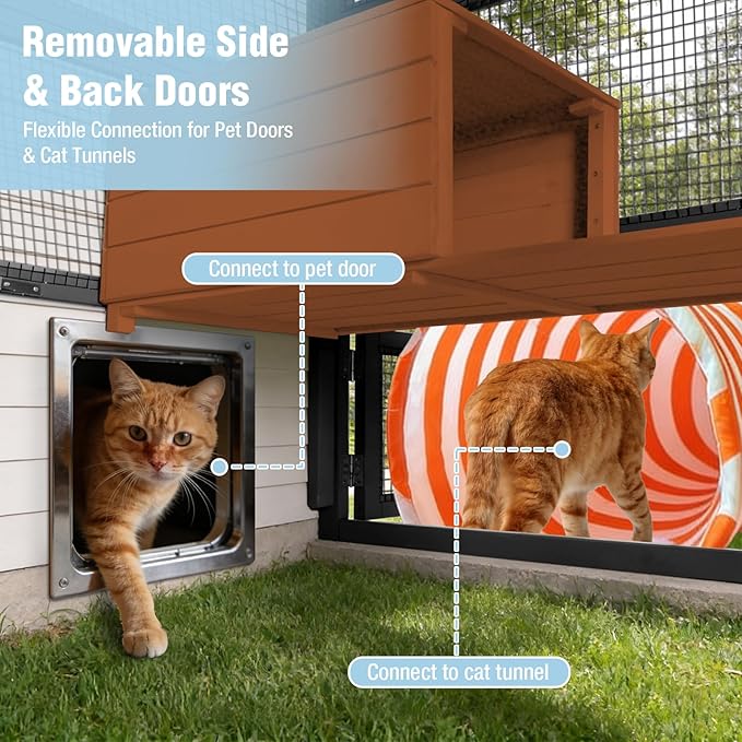 70.1’’ Large Catio Outdoor Cat Enclosure, Weatherproof Walk-in Cat Cage - Image 3