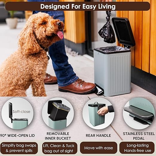 Small Dog Poop Trash Can Outside – 6L/1.6 Gallon Dog Small Trash Can - Image 6