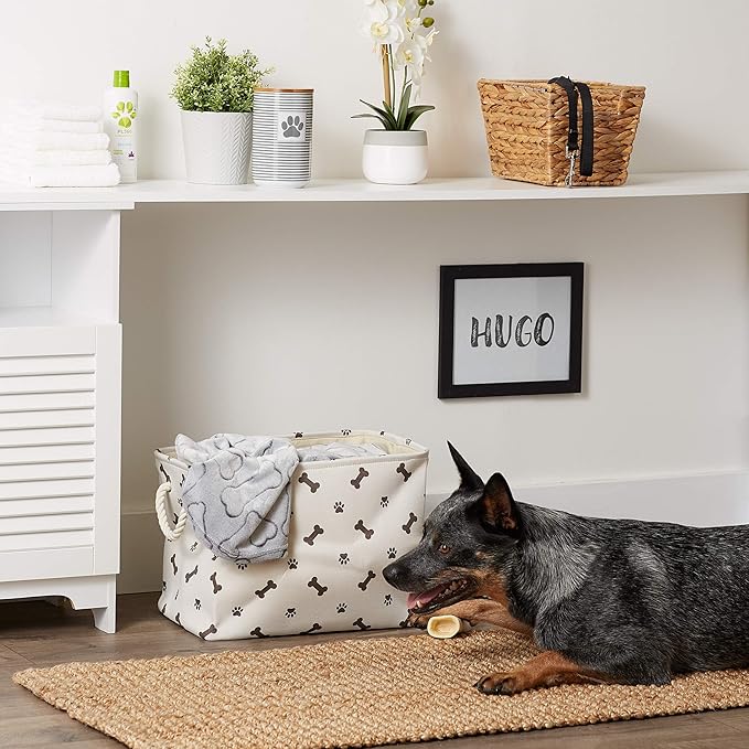 Bone Dry Pet Storage Collection Paw and Bone Print, Medium Rectangle, Dark Brown - Image 6
