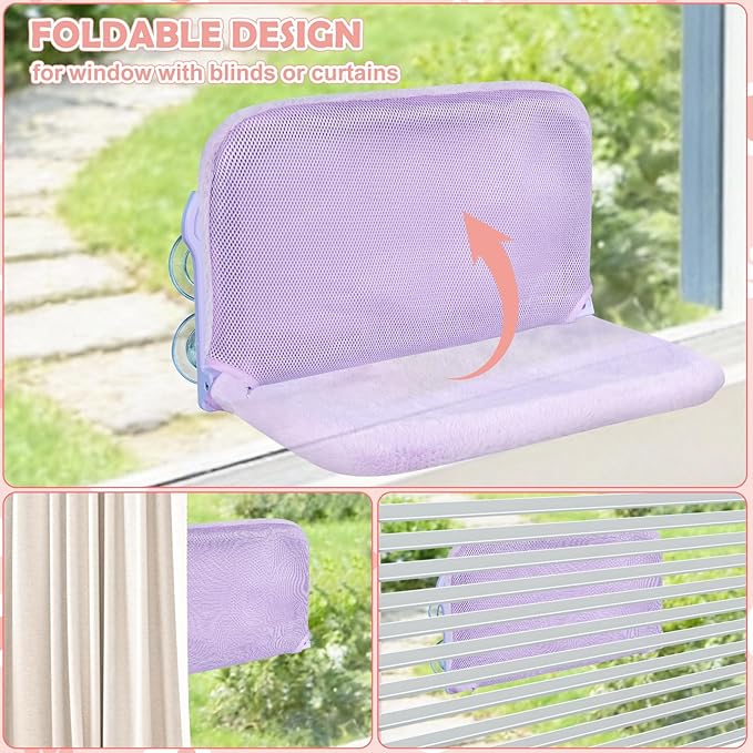 2 Pack Cat Window Perch, Cat Window Hammock Cordless Foldable Window Bed - Image 5