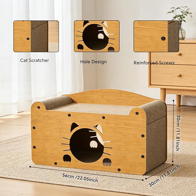Cat Scratcher House, 2-in-1 Cardboard Cat House - Image 7
