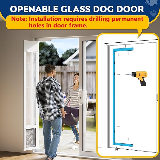 Medium Dog Door for Sliding Glass Doors, Adjustable Height 75 7/8" to 81" - Image 3