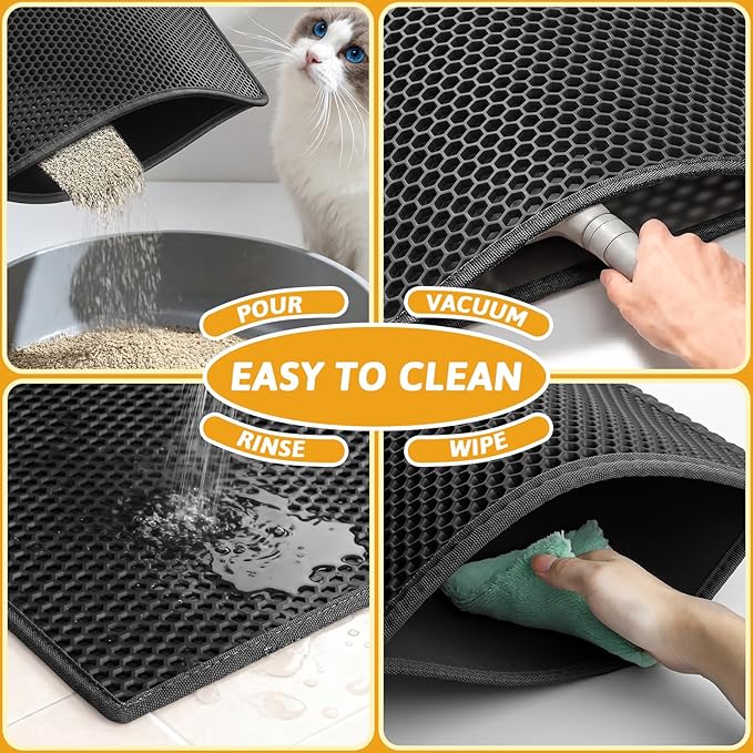Pieviev Cat Litter Mat Double Layer Waterproof Urine Proof Trapping Mat 1 Pack) - Image 6