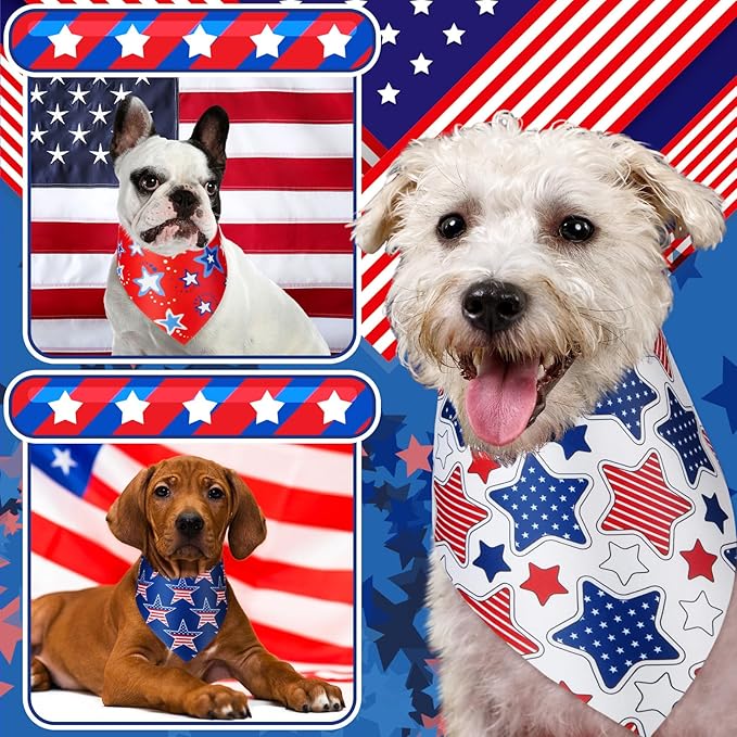 Preboun 50 Pcs Patriotic Dog Bandanas Bulk 4th of July Bandanas - Image 6