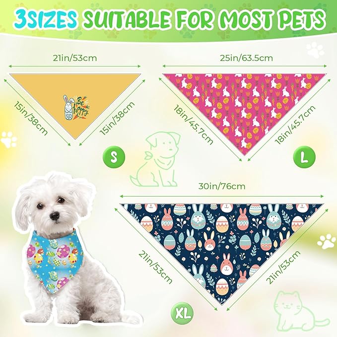 Huhumy 100 Pcs Spring Dog Bandanas Bulk in 3 Sizes, Washable Pastel Floral & - Image 2