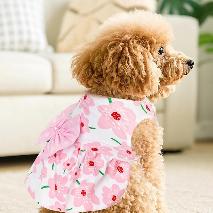 choyaxo Floral Dog Dress Cute Dog Skirt Pet Dress Summer Pet Clothes - Image 6