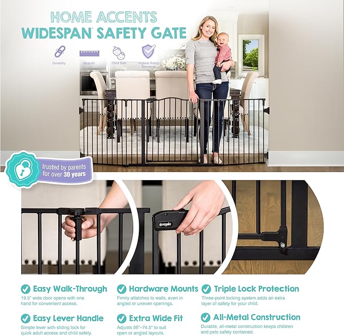 Regalo Safety 56-74.5" Super Wide Baby Gate - Image 3
