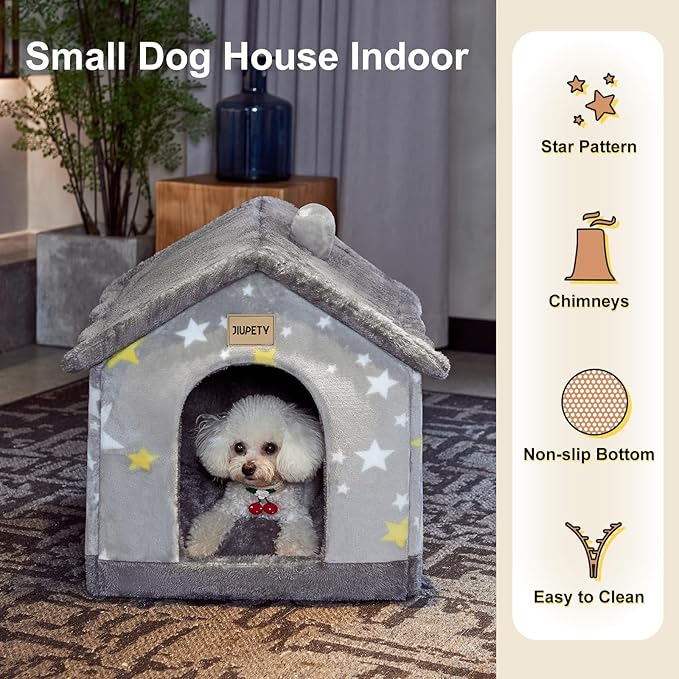 JIUPETY Cute Cat Beds for Indoor Cats, Foldable Cat House - Image 8