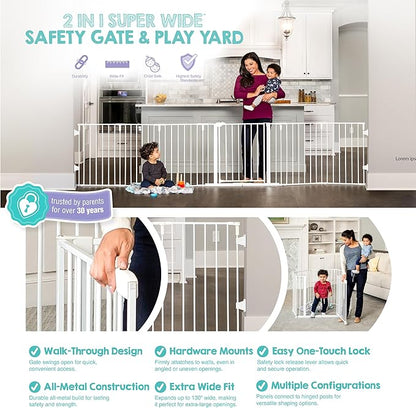 Regalo Safety 56"-130" Super Wide Baby Gate & Play Yard, 2-in-1 Adjustable - Image 4
