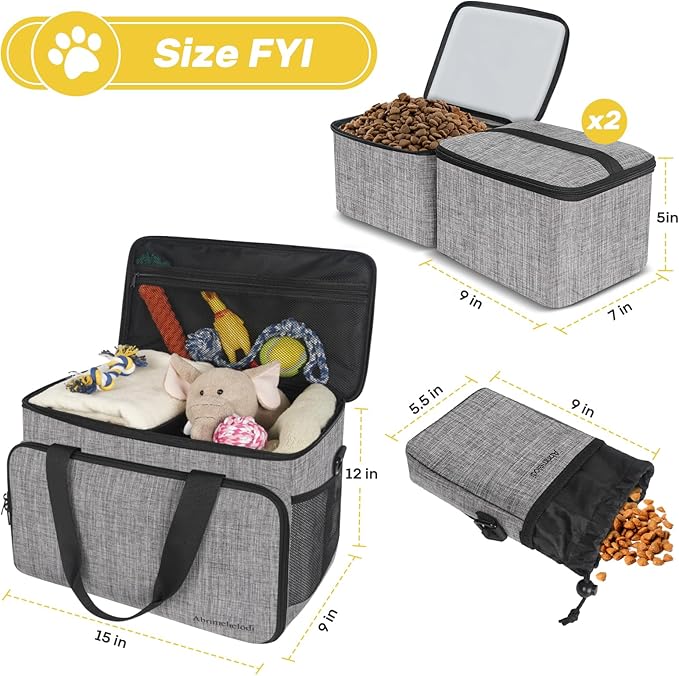 6 Set Dog Travel Bag, Large Pet Travel Kit - Image 3
