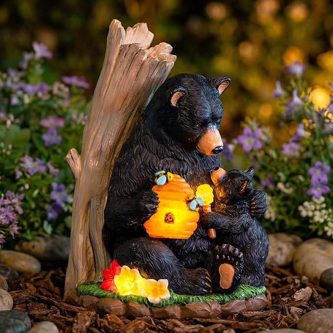 C&Y&G&X Solar Black Bear Garden Statue - Image 6