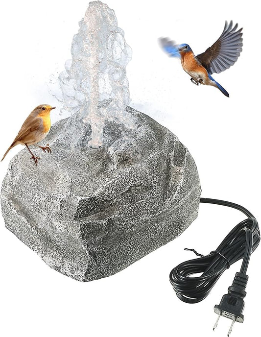 Saillong Bird Bath Water Fountain, Granite Air Pump Rock by Saillong