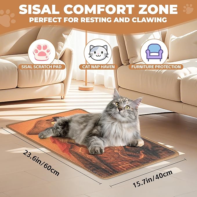Sisal Cat Scratcher Mat, Cat Wall Scratcher - Image 2