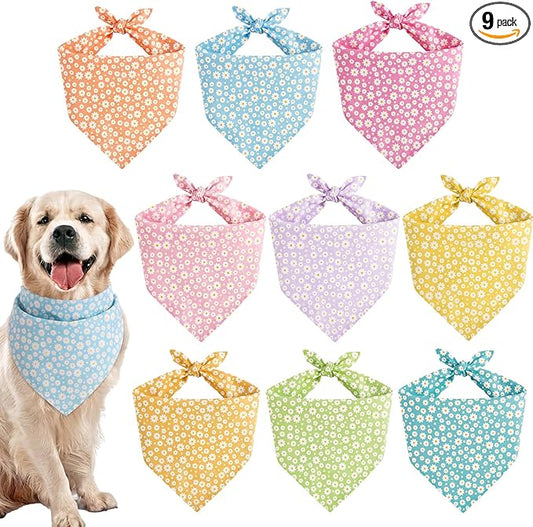 Weewooday 9 Pcs Summer Daisy Dog Bandanas Floral Birthday Handkerchief Scarf by Weewooday