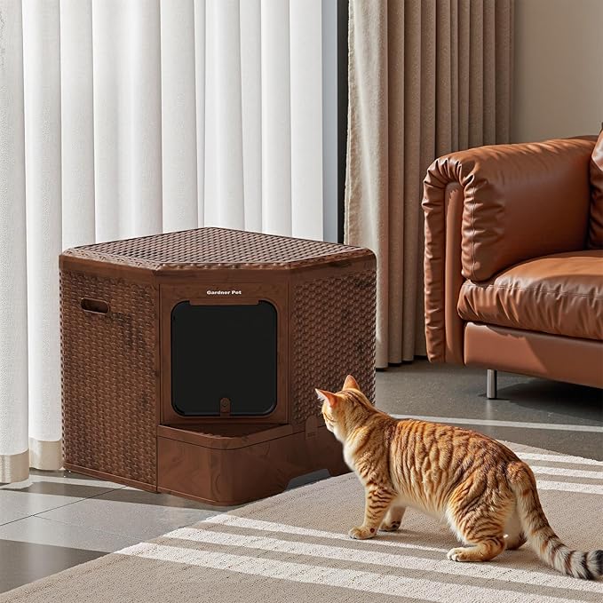 Gradner Pet Cat Litter Tray, Odour-Resistant Enclosed Cat Litter Box - Image 8