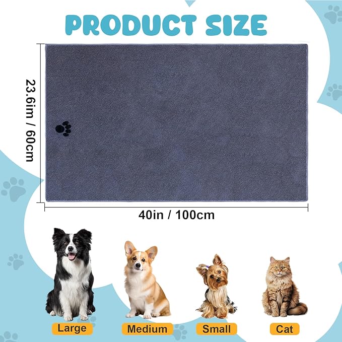 WOUSEDO Microfiber Dog Towels for Drying Dogs, Super Absorbent and Soft Pet - Image 2