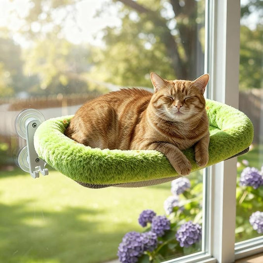 Cordless Cat Window Perch, Foldable Cat Window Hammock, 4 Strong Suction Cups by POMESEA