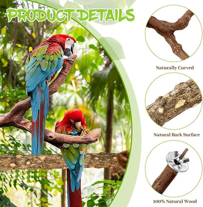 8PCS Natural Grape Wood Bird Perch Set - Image 3