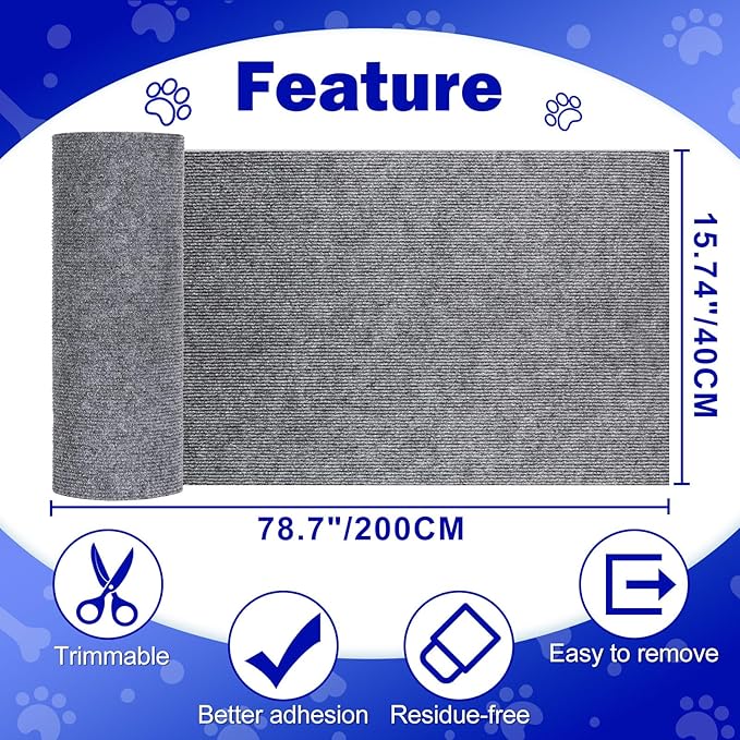 ENONCI Anit Cat Scratch Couch Furniture Protector, 78.7x15.8 Cat Wall Corner - Image 6
