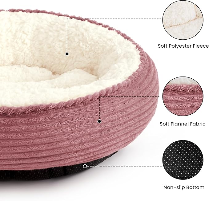 Love's cabin Round Donut Cat and Dog Cushion Bed, 24in Pet Bed - Image 2