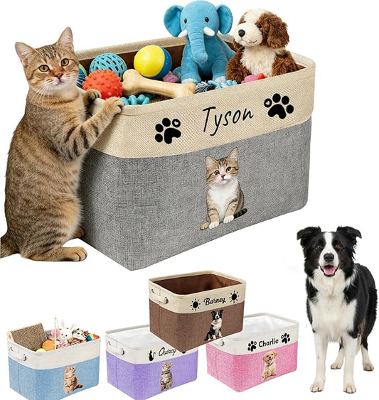 Personalized Dog Cat Toy Basket by Farmelov