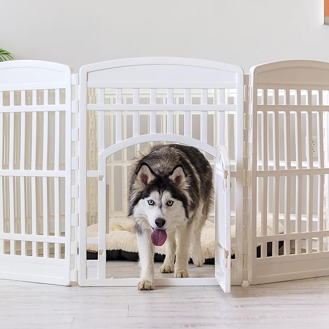 IRIS USA Dog Playpen with Door, 34” 8 Panel Pet Exercise Pen – Indoor Outdoor - Image 10