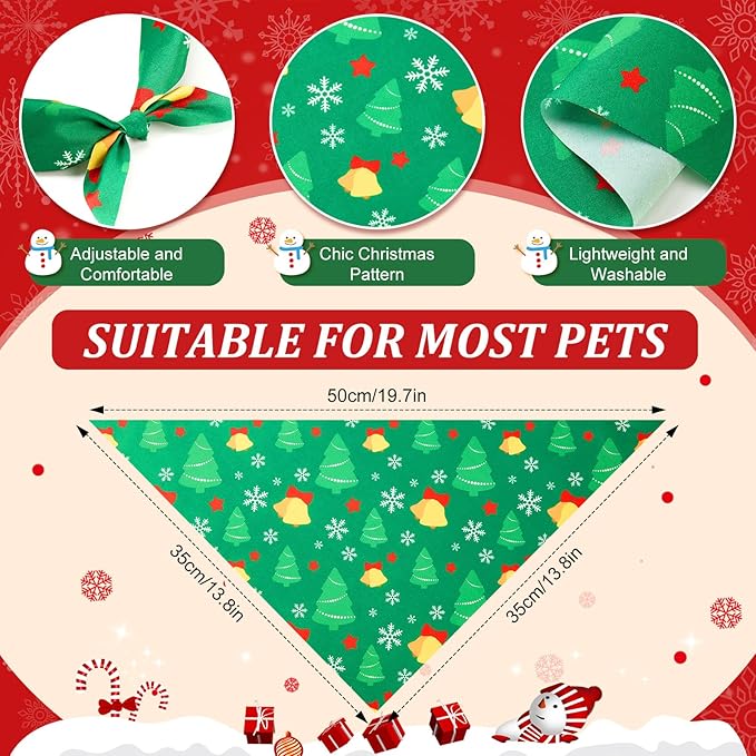 Preboun 50 Pcs Christmas Dog Bandanas Bulk Red and Green Bandanas - Image 3