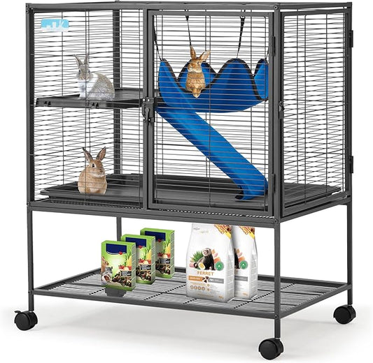 HABUTWAY 36.5''H Large Metal Rolling Ferrets Cage, 2-Tiers Small Animal Cages by HABUTWAYMakeYourLifeComfortable