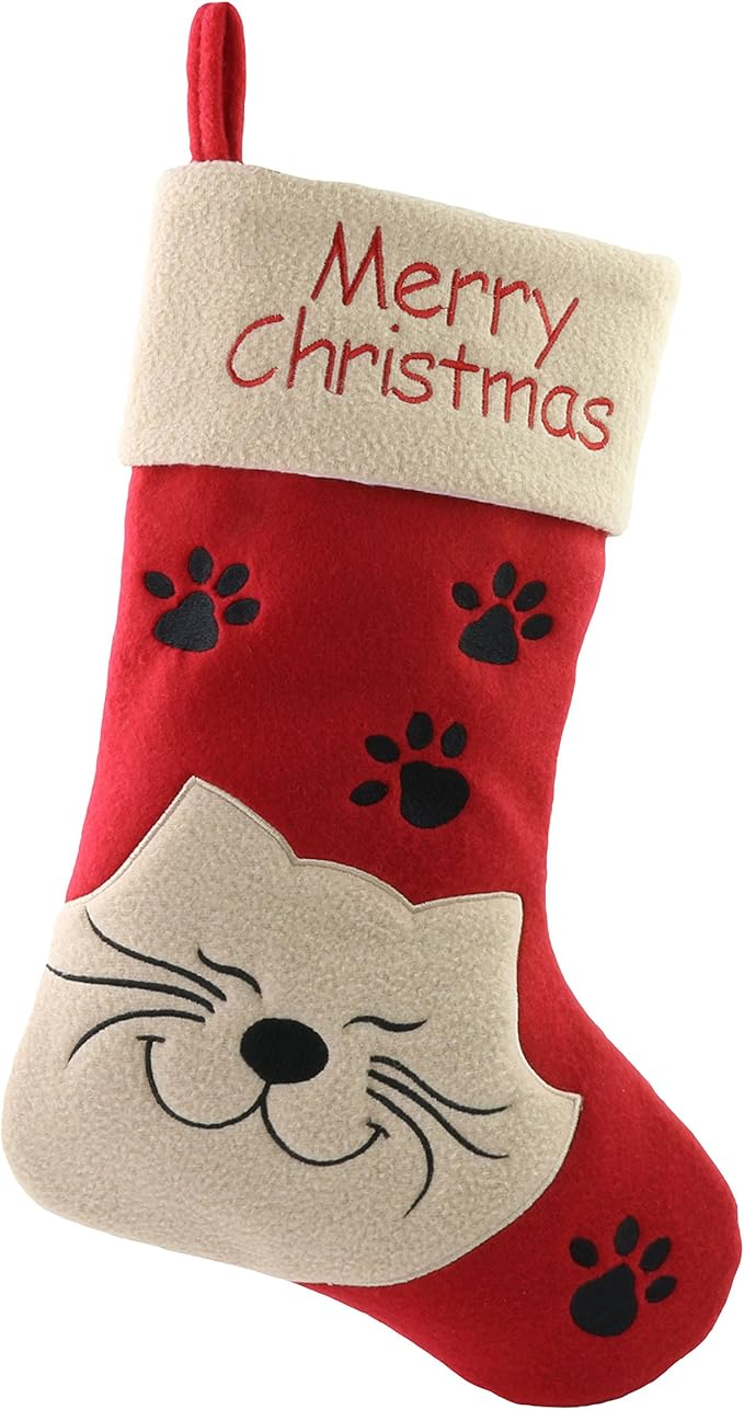 WEWILL 18’’ Cat Felt Christmas Stockings Paws Embroidered by WEWILL