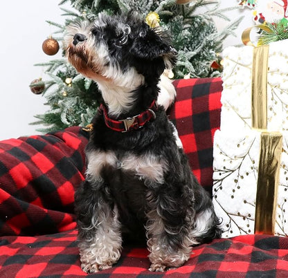 Unique style paws Christmas Dog Collar Metal Buckle Red Black Plaid Puppy - Image 4