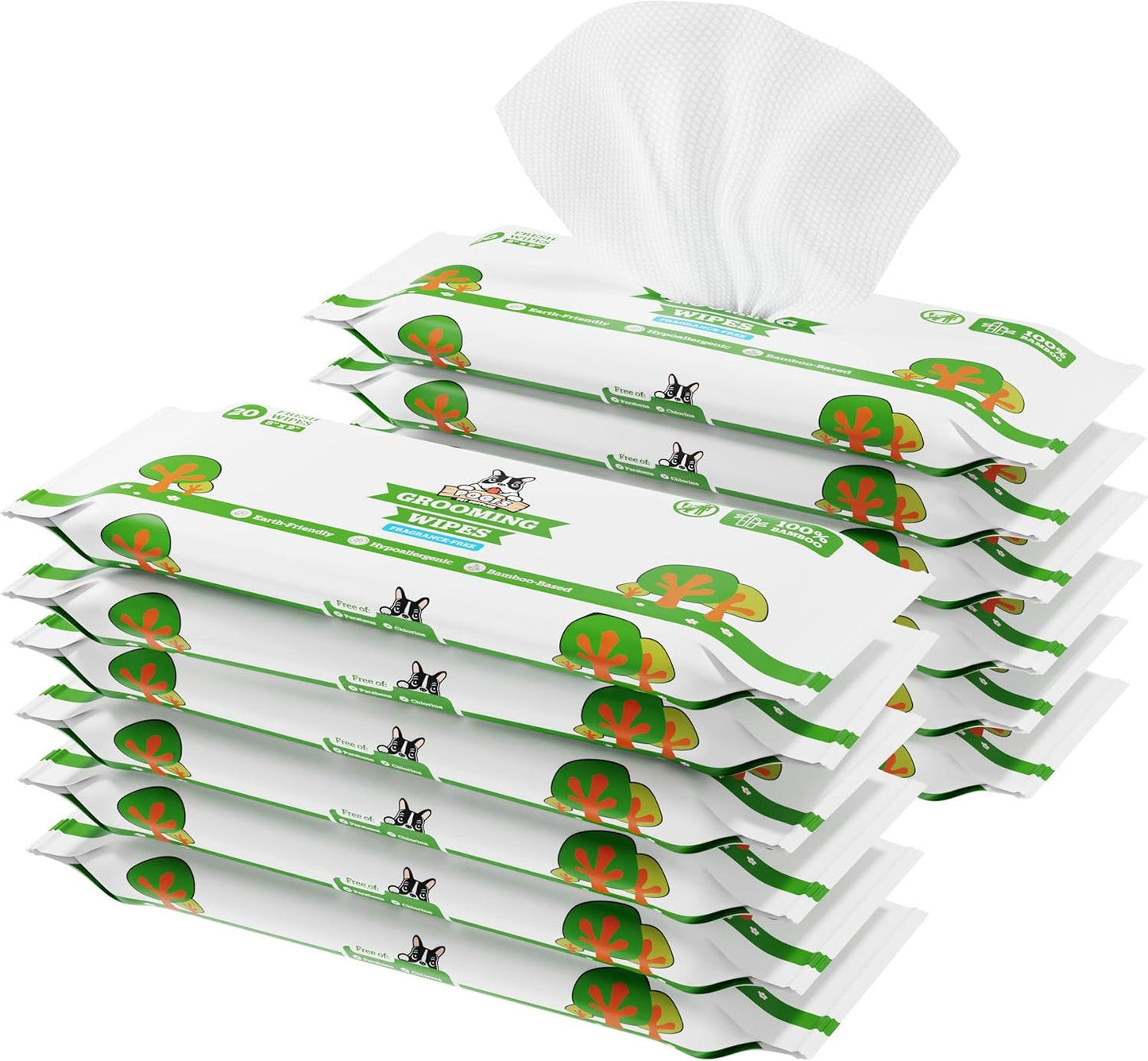 Pogi’s Dog Wipes Travel Packs – Hypoallergenic Pet Wipes for Paws, Body & Butt – Cleaning & Hydrating, Fragrance Free, 240-Count