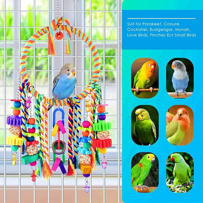 KATUMO Bird Toys 2 Pack Parrot Swings Conure Rope Rings Parakeet Perches - Image 8