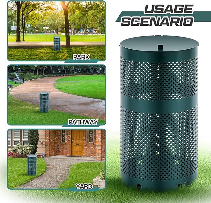 Dansydaisy Round Outdoor 10 Gallon Capacity Trash Can - Image 4
