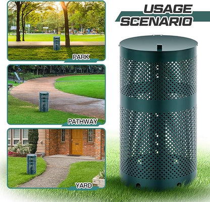 Dansydaisy Round Outdoor 10 Gallon Capacity Trash Can - Image 4