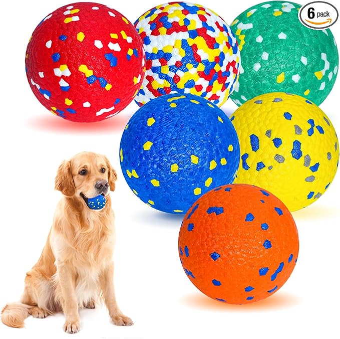 6 Pack Dog Balls for Aggressive Chewers, Indestructible 2.75 Inch ETPU Pet Toys by CHEODIN