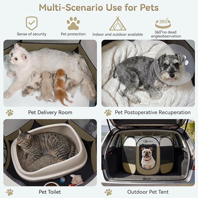 Siedihit Dog Cat Playpen, Medium Puppy Pet Playpen, Dog Crate Tent Cage - Image 4