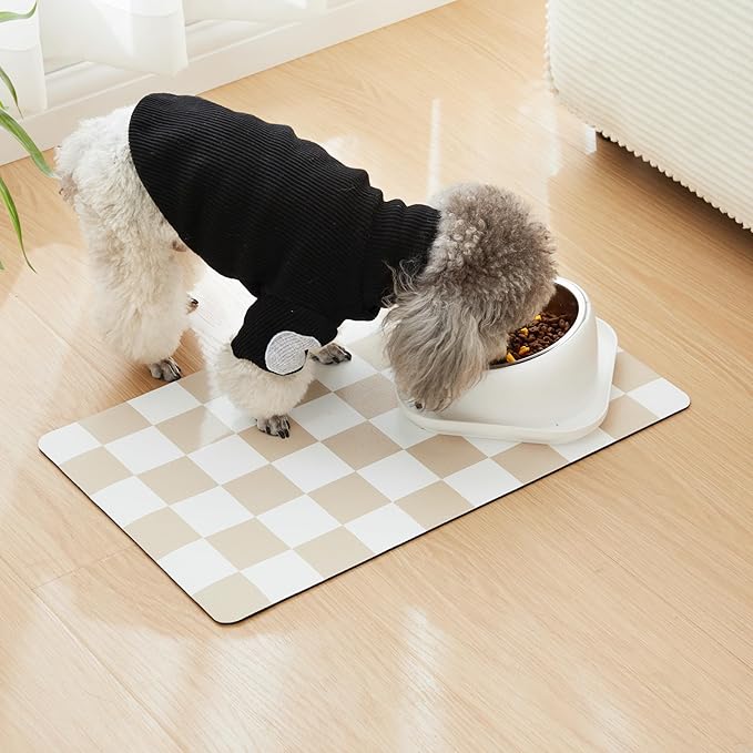 Checkered Dog Feeding Mat, Absorbent Mats - Image 3